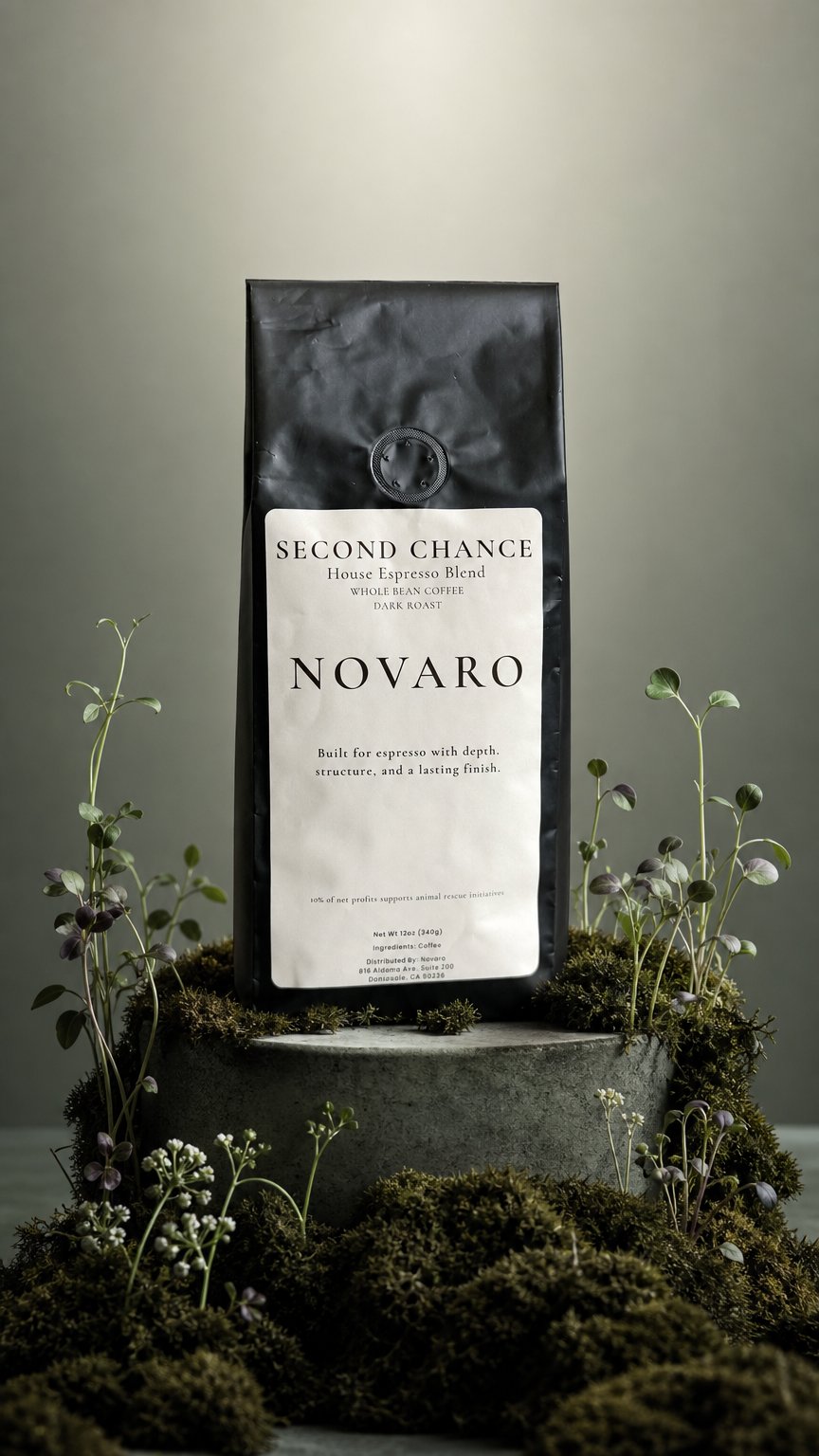 AI product shot of Second Chance — Dark Roast Espresso Blend