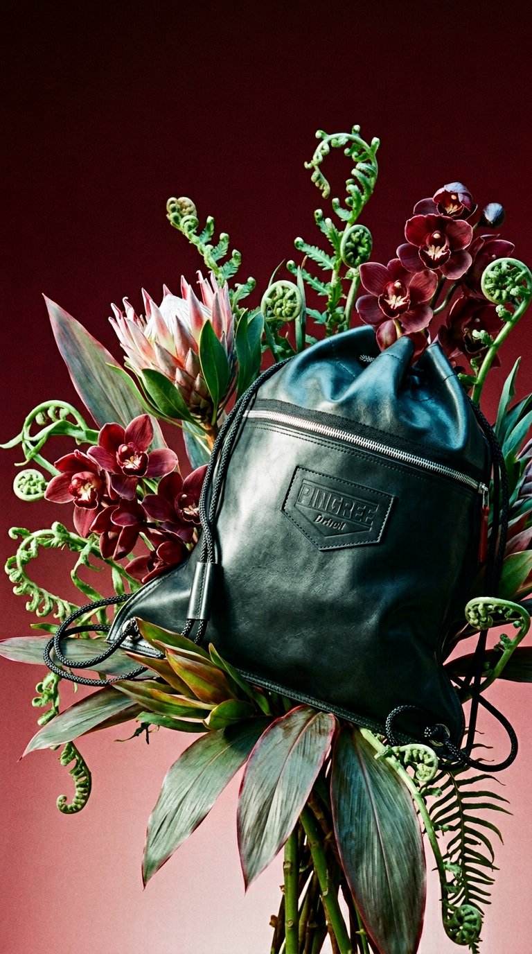 AI product shot of Detroit Drawstring Backpack in Leather ( Made to Order)