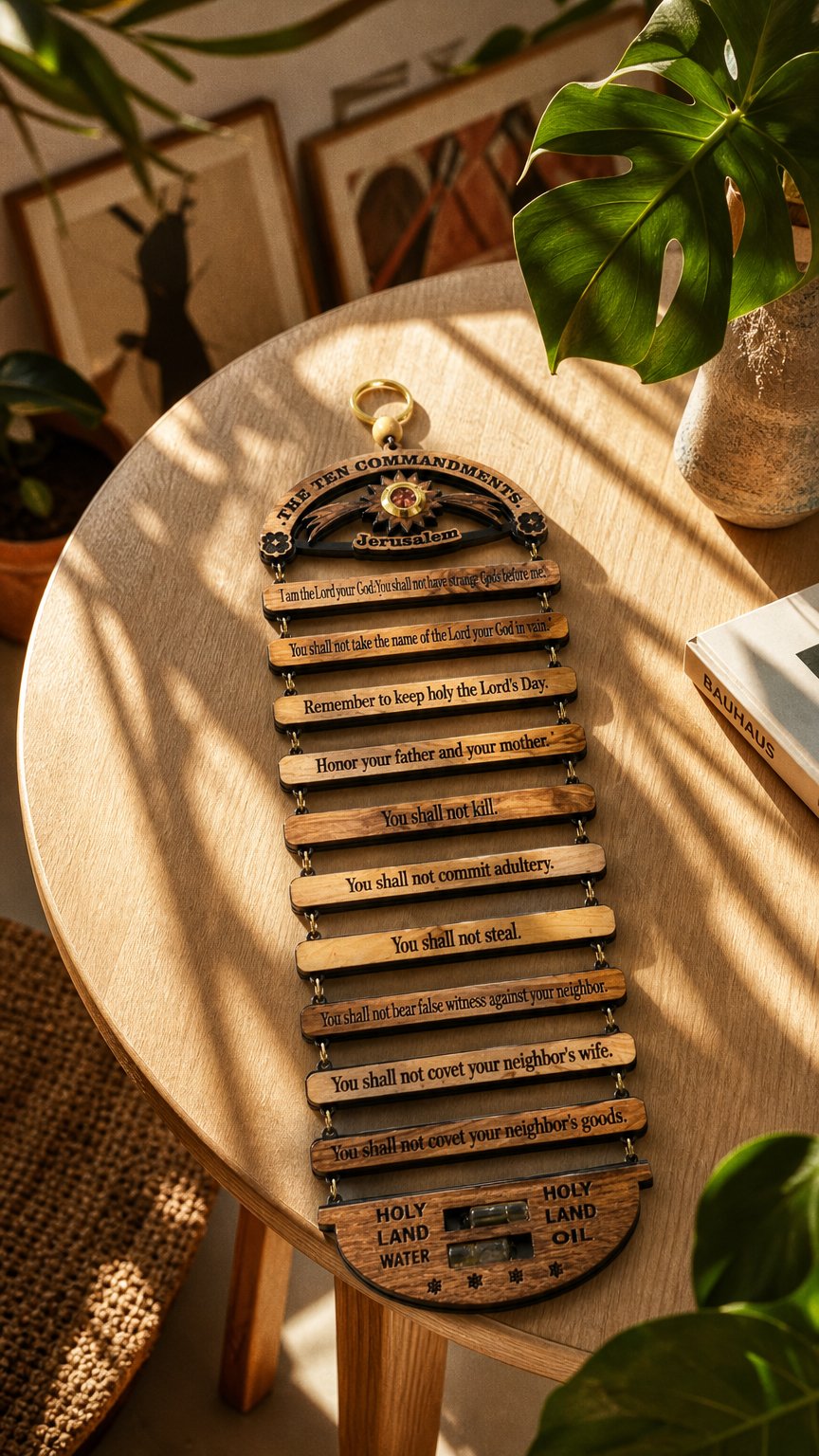 AI product shot of Ten Commandments from the Holy Land Wall Hanging