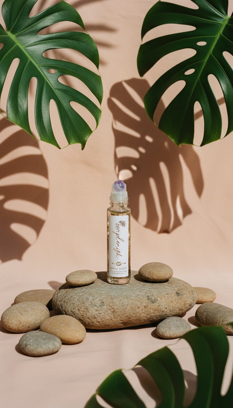 AI product shot of CLEAN LUXURY ESSENTIAL OIL ROLL-ON - ZENFUL NIGHT