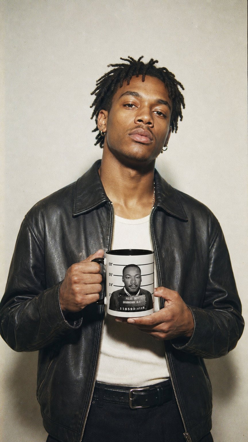 AI product shot of Martin Luther King Jr. Mugshot Mug