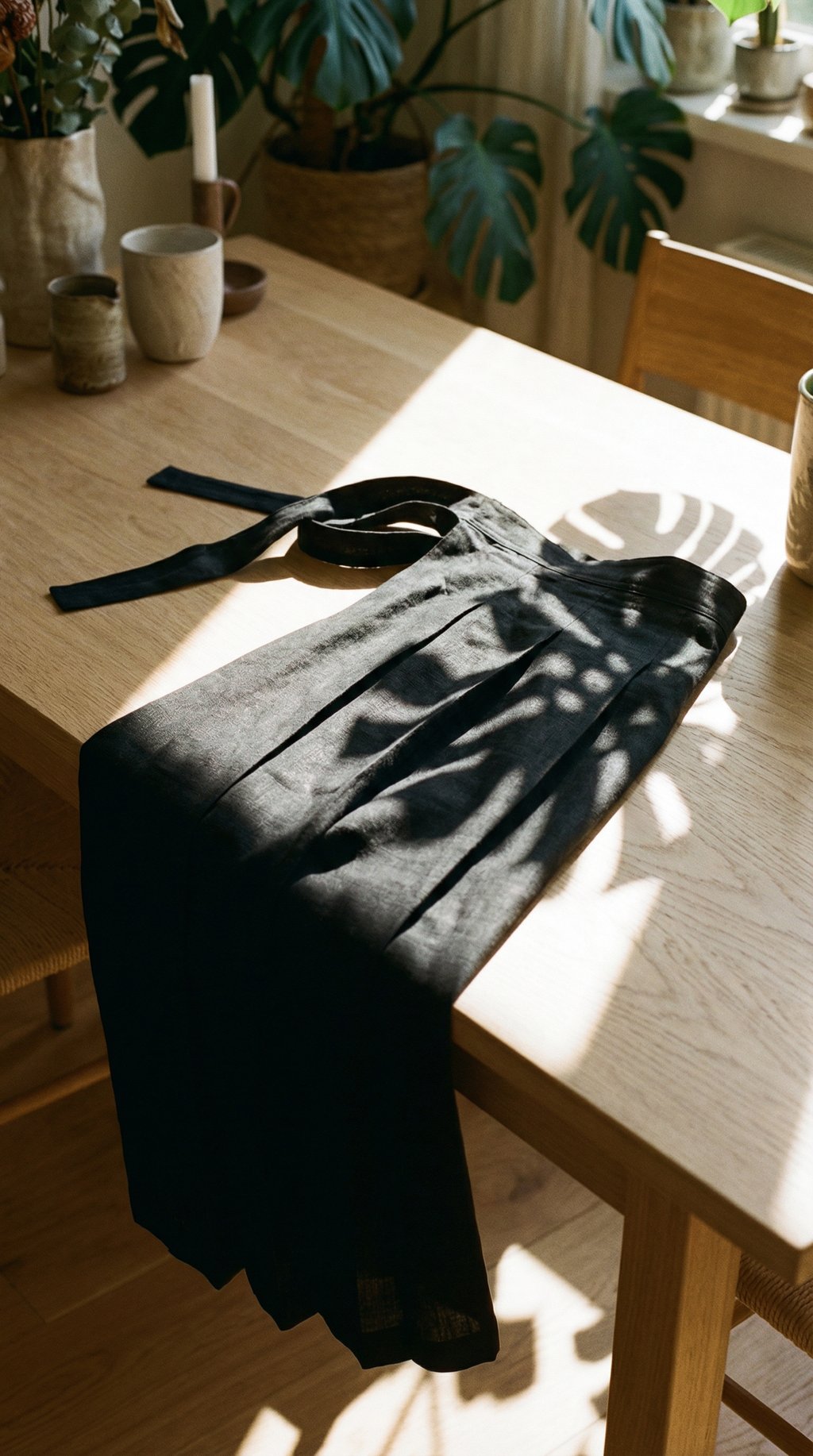 AI product shot of PELLE Wool Apron - Black
