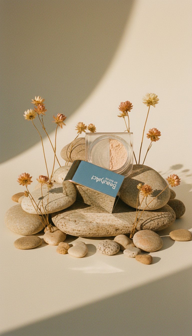 AI product shot of BeautyAct Hydra Sheer Loose Setting Powder Translucent