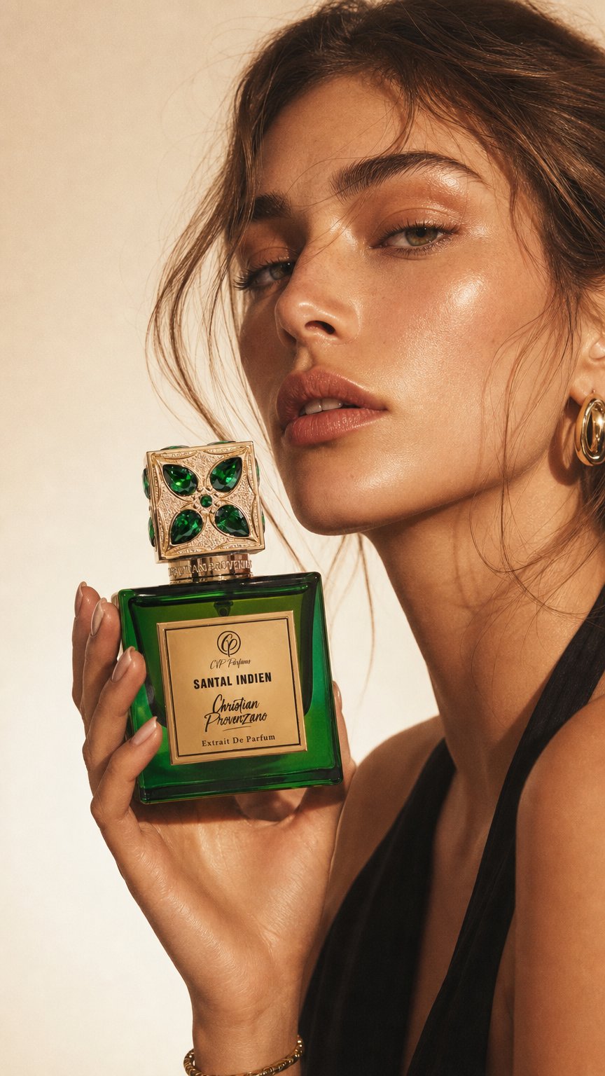 AI product shot of Santal Indien Extrait de Parfum 100ml