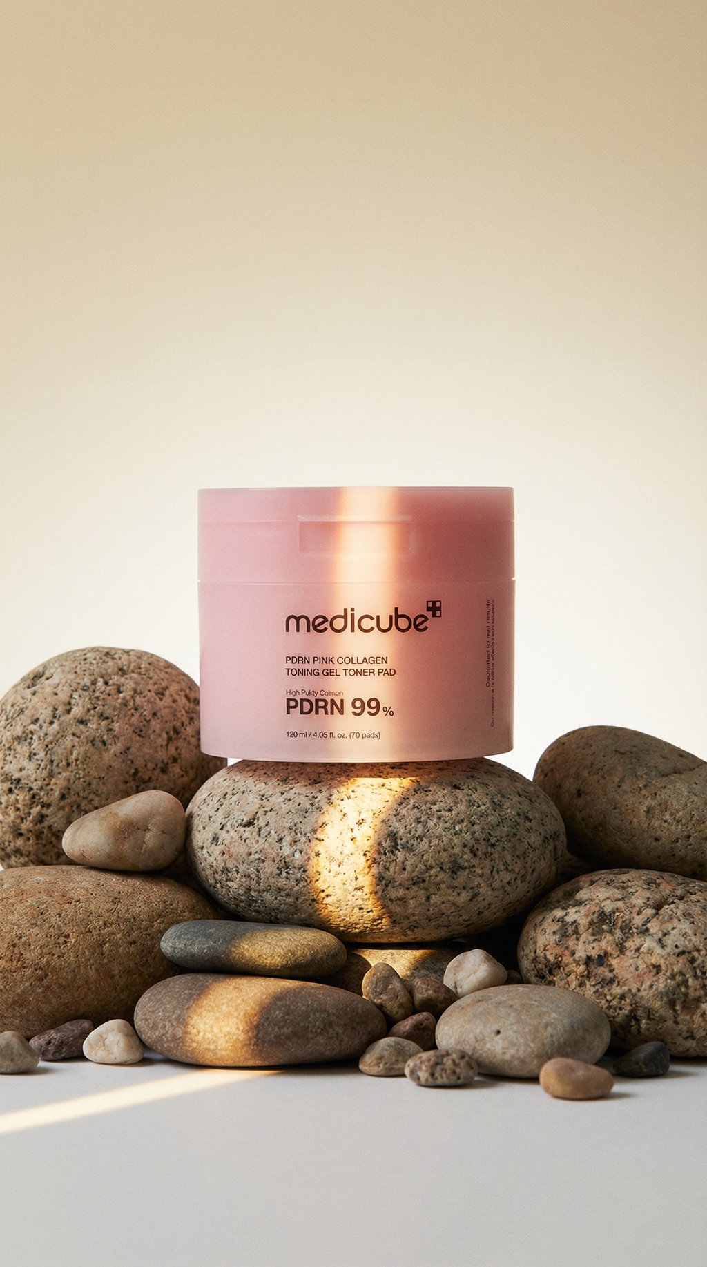 AI product shot of Medicube PDRN Pink Collagen Toning Gel Toner Pad 120ml
