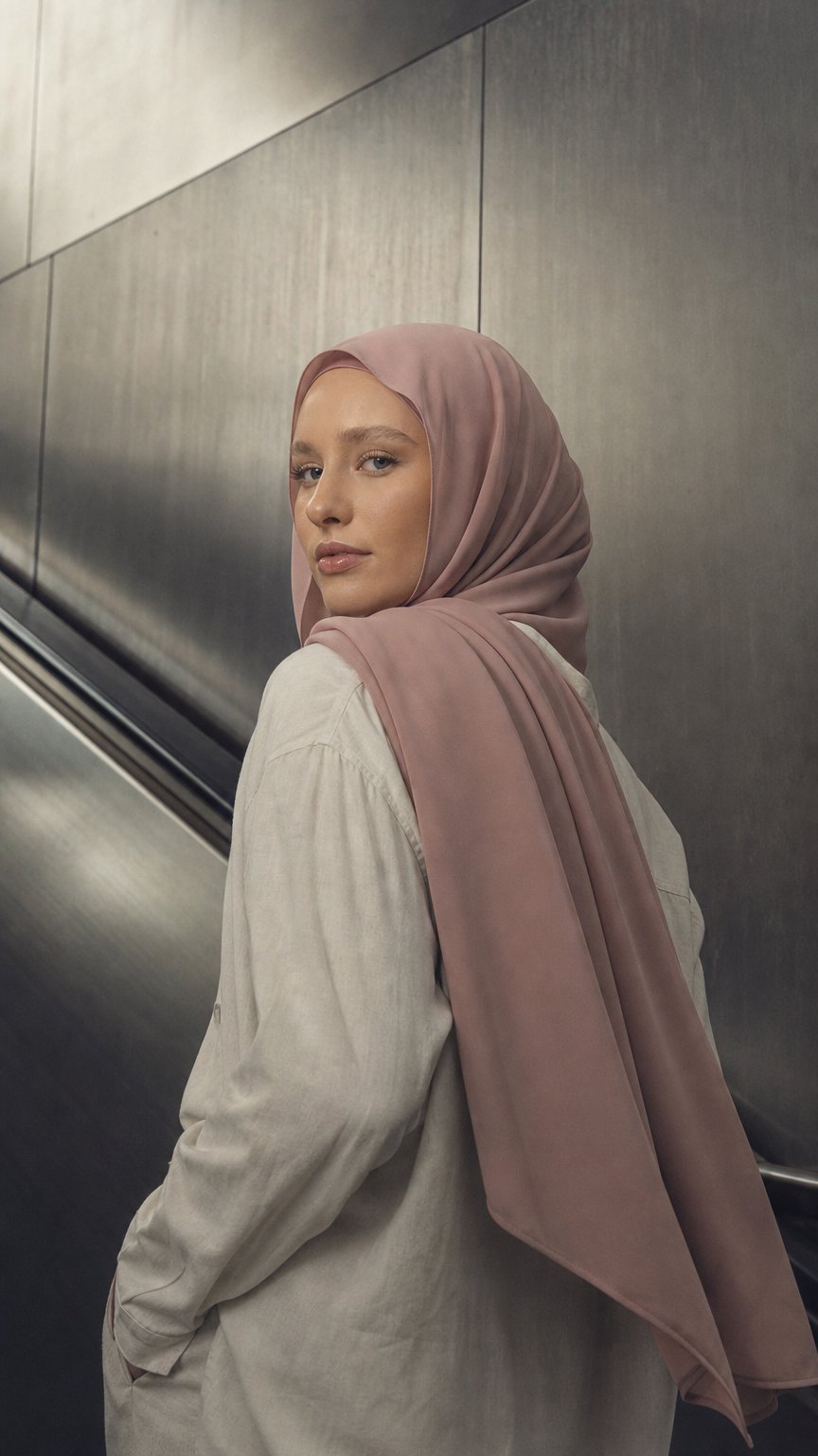 AI product shot of Blush — Instant Chiffon Hijab with Built-in Magnets