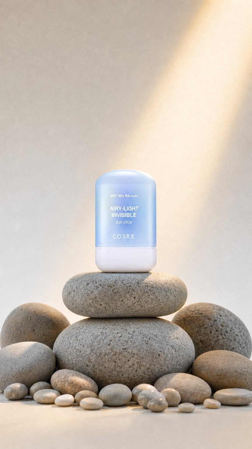 AI product shot of COSRX Airy-Light Invisible Sun Stick SPF50+ – Solare Mat 19g