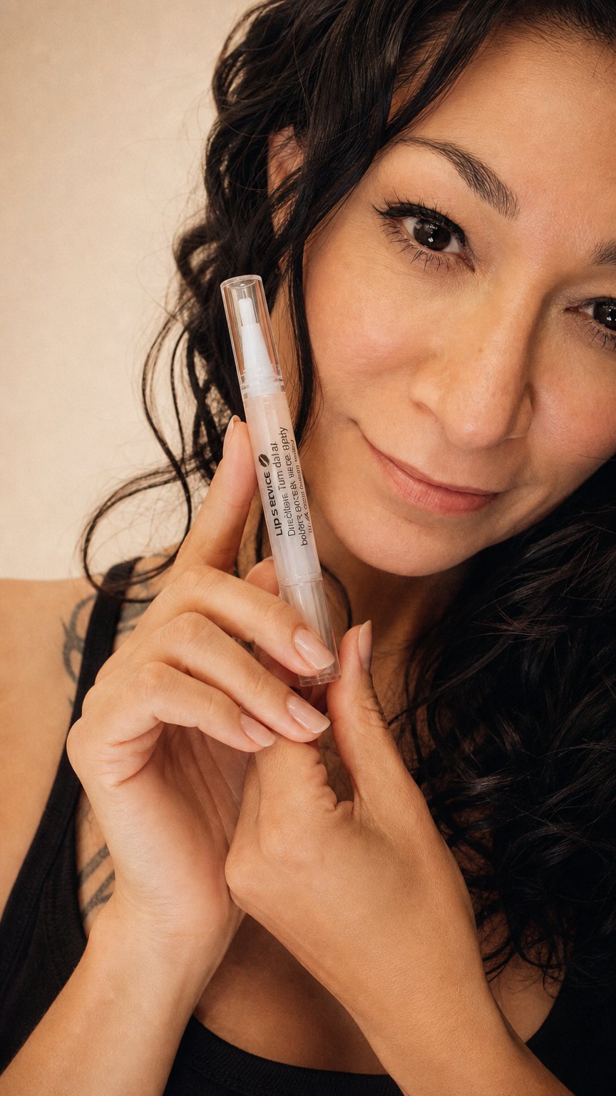 AI product shot of Choosing Happy Lip Service Plumping Serum