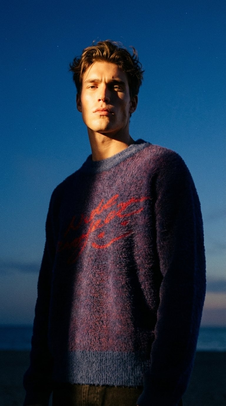 AI product shot of Gradient Cozy Sweater Navy