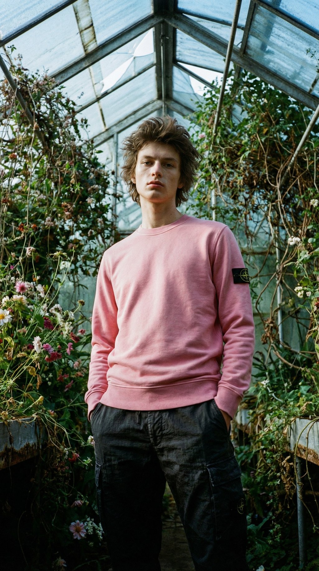 AI product shot of STONE ISLAND BADGE SWEATSHIRT PINK - SMALL (NEW WITH TAGS)