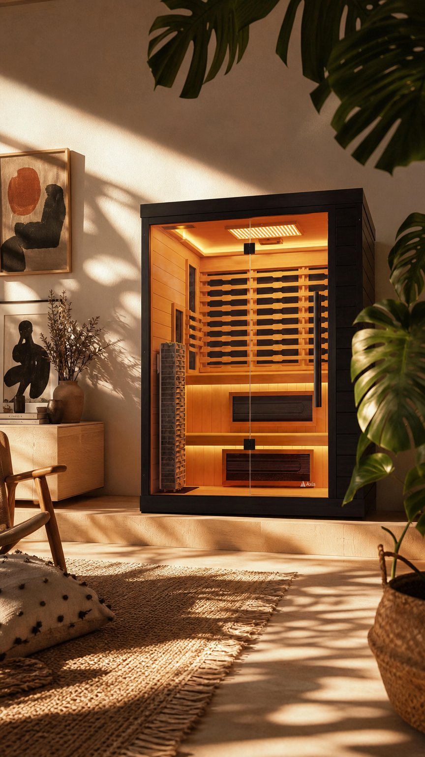 AI product shot of Axis Hybrid Sauna