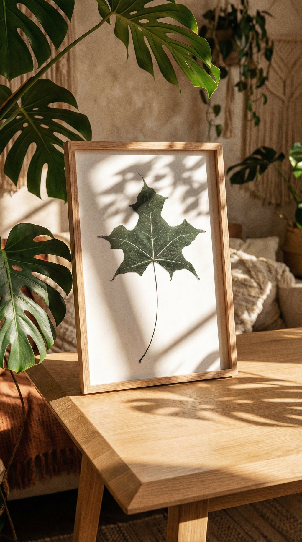 AI product shot of Leaf Print, green Leaf, Platanus Wall Art, Botanical decor, printable wall art