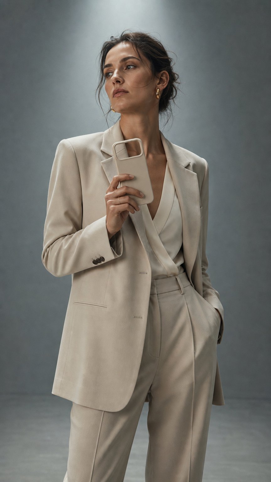 AI product shot of KAYSLY Silikonskal för iPhone 17 Pro Max – Beige