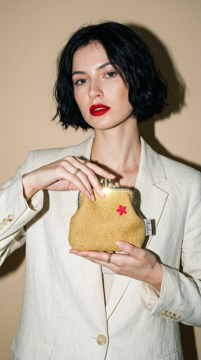 AI product shot of Mustard Coin Purse
