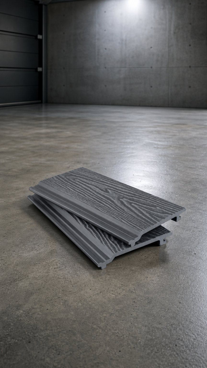 AI product shot of Silver Grey Composite Woodgrain Cladding