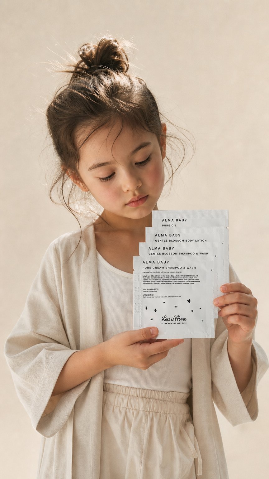 AI product shot of Sachets ALMA BABY