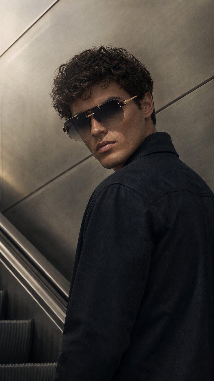AI product shot of Aurelio Rimless Sunglasses