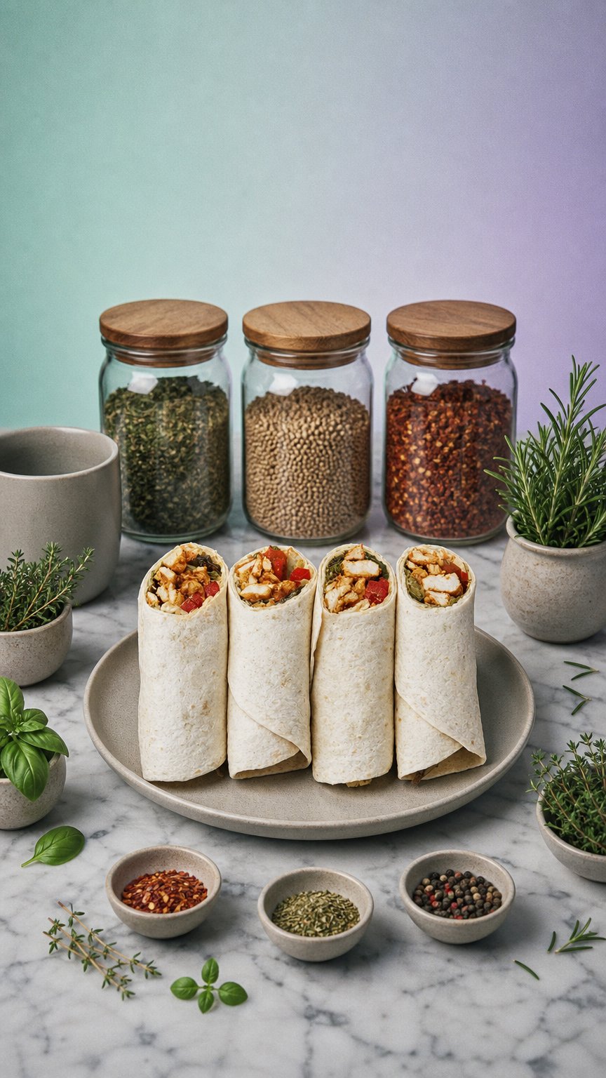 AI product shot of Chicken Shawarma Wraps