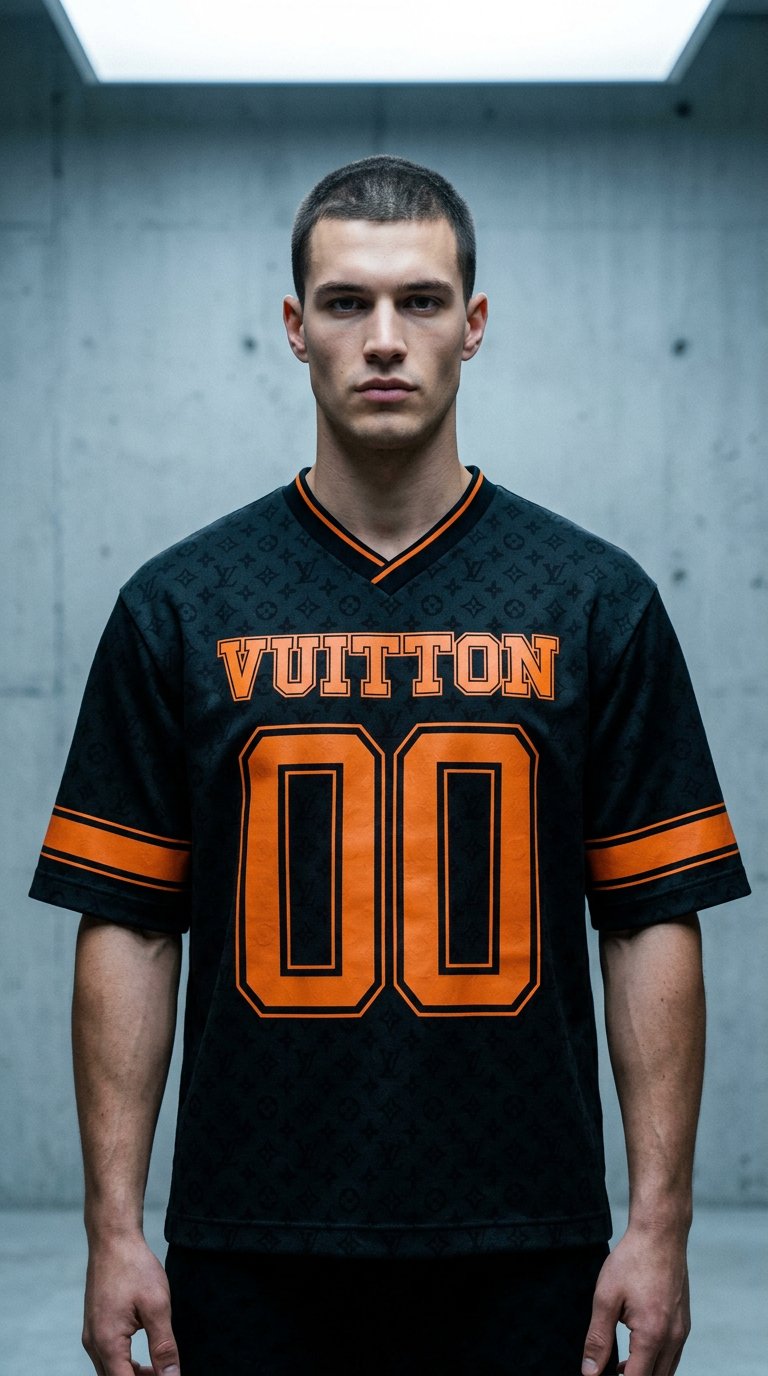 AI product shot of Monogram Football Jersey