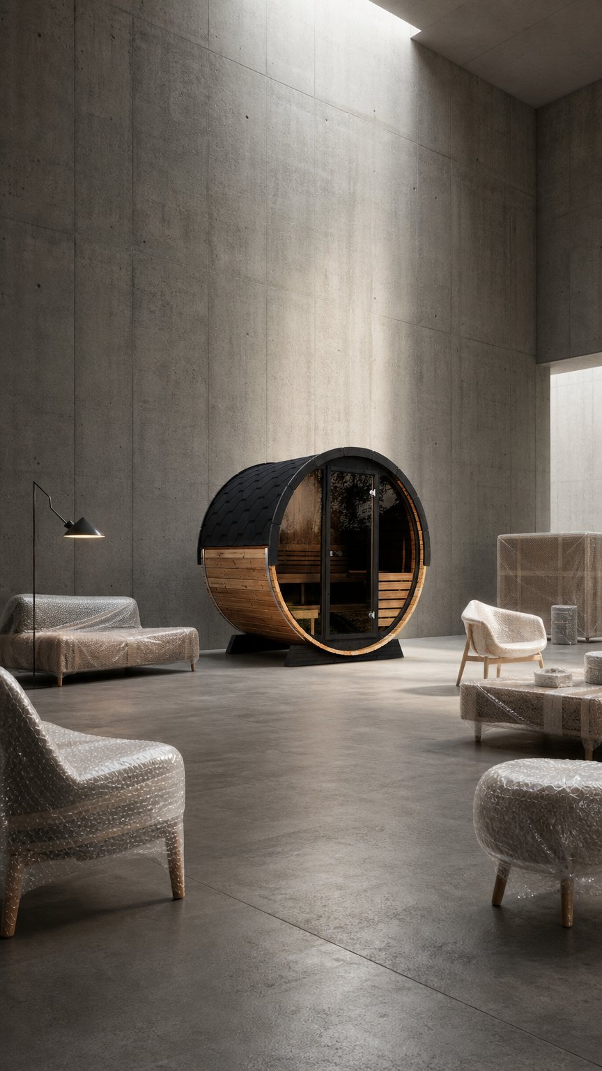 AI product shot of 4 Person Barrel Sauna - EE6G
