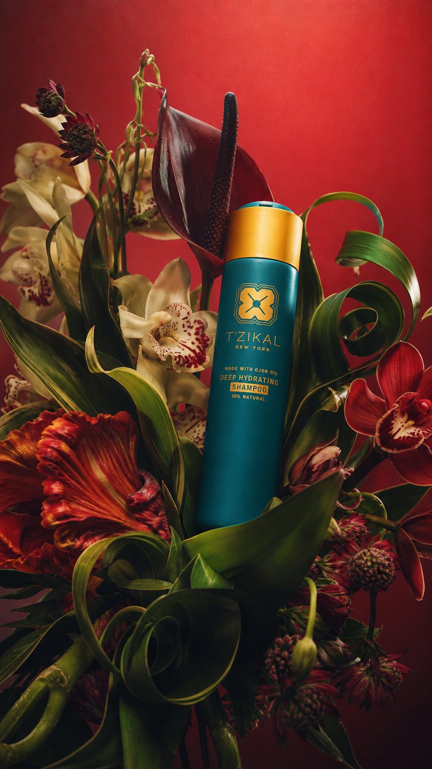 AI product shot of T’zikal Deep Hydrating Shampoo with Natural Ojon Oil (Batana Oil) Shampoo