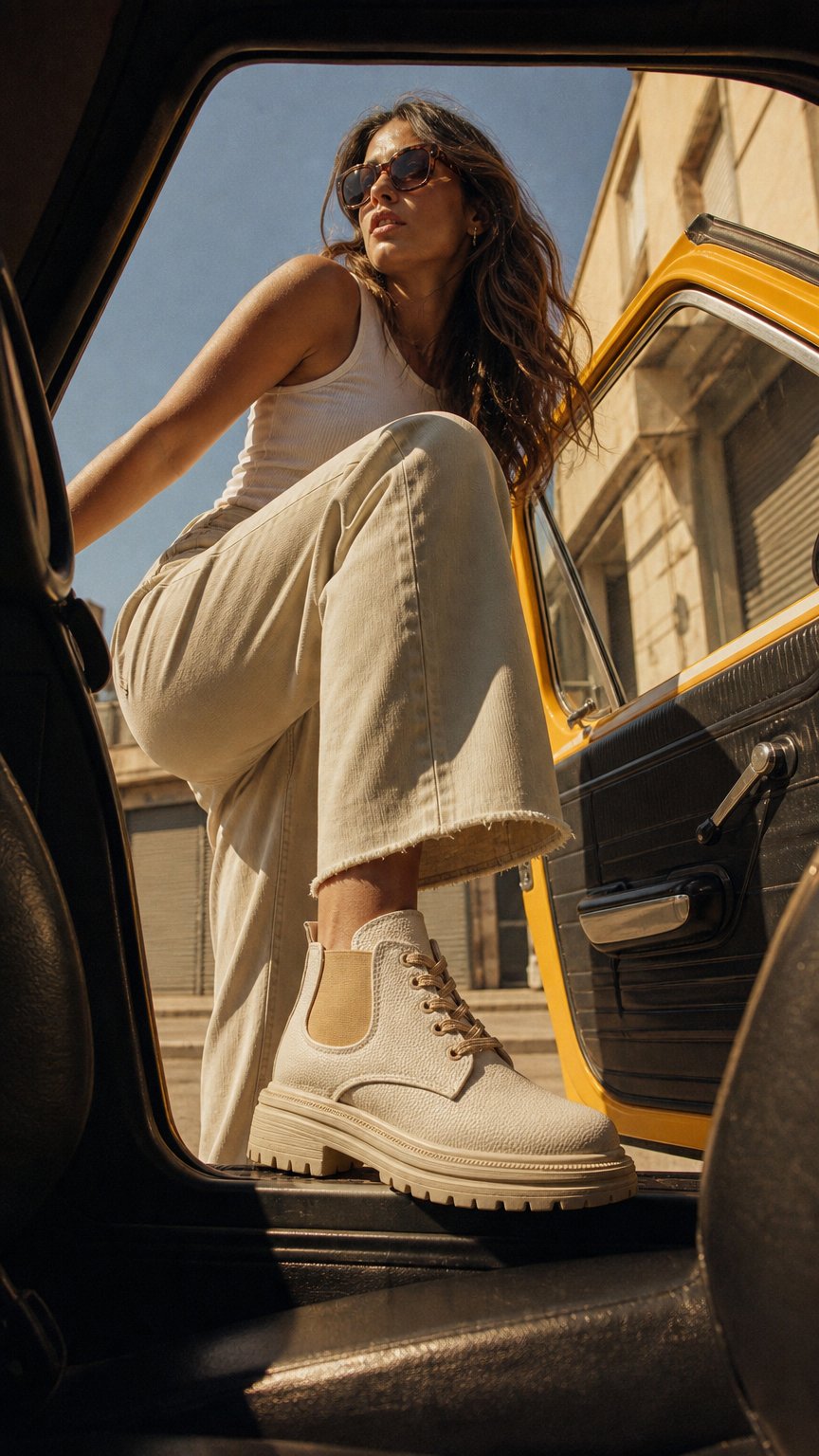 AI product shot of Band Women's Half Boots – Beige | Shozetta #7330