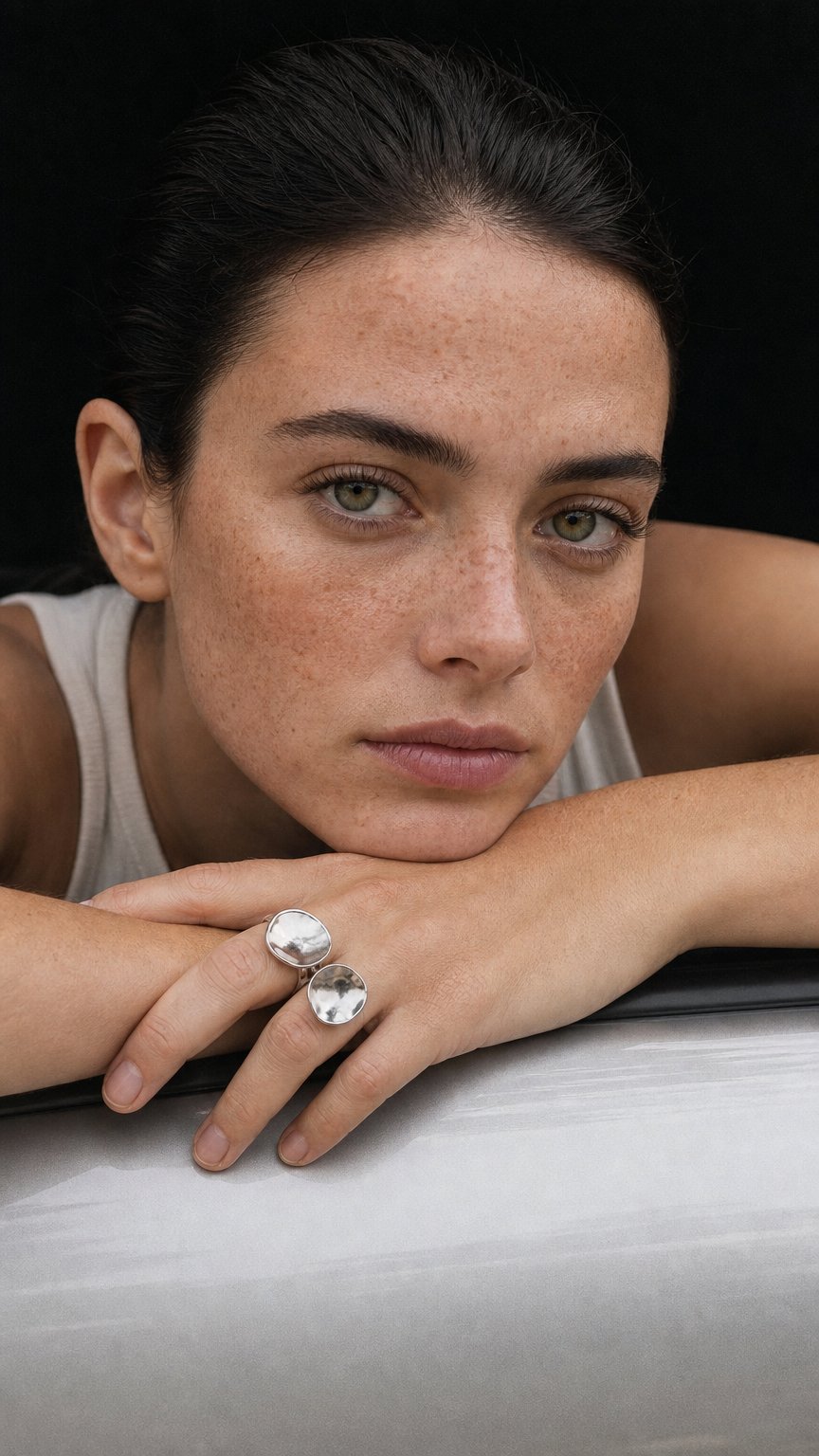 AI product shot of Bague Flora double fleur