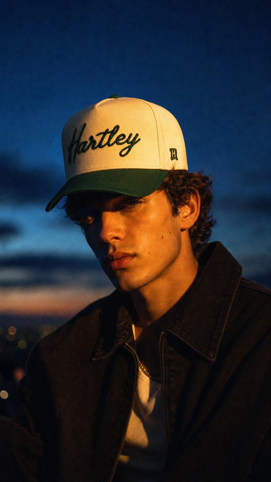 AI product shot of Green "Hartley" Script | The Original Snapback