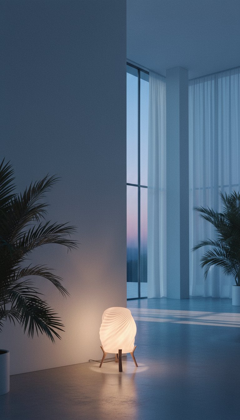 AI product shot of Draped Elegance – Table Lamp with Sculpted Grace