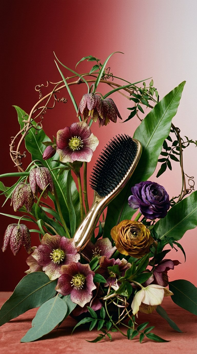 AI product shot of espé 572 Hair & Scalp Brush x S-Heart-S Japan