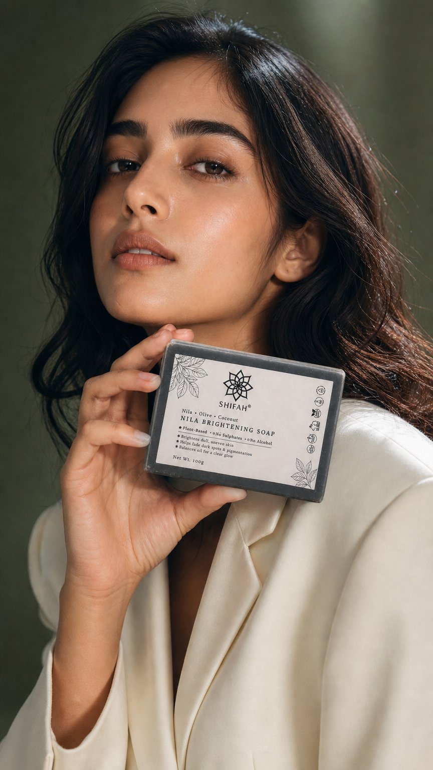 AI product shot of Nila Brightening Soap (Limited Edition) + Free Soap Tin