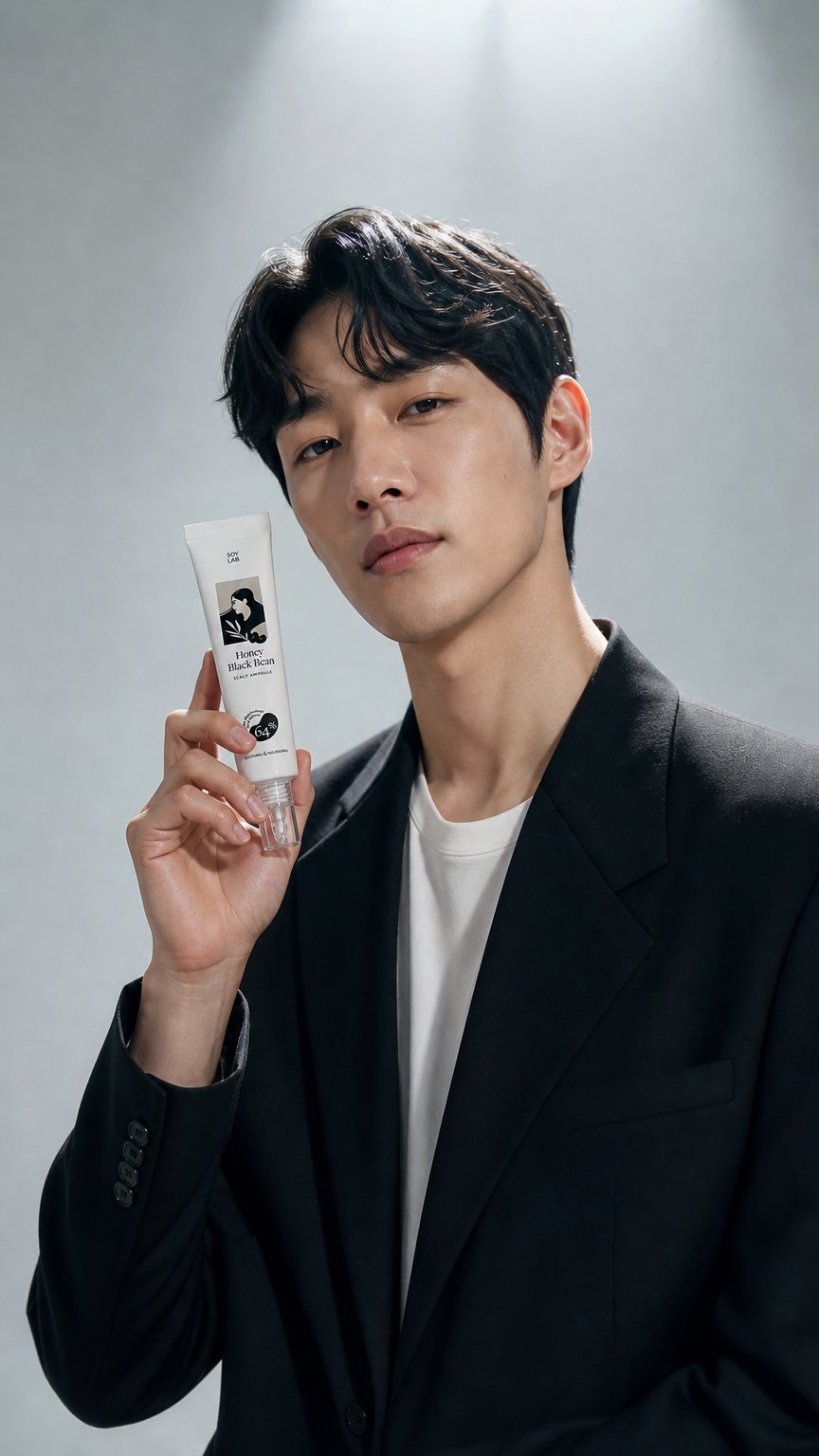 AI product shot of 소이랩 허니블랙빈 두피앰플 총3개