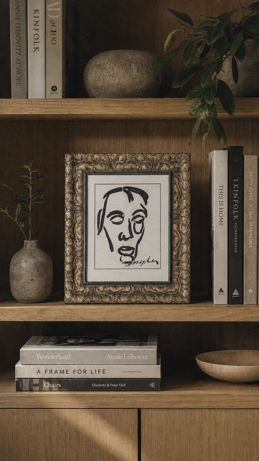AI product shot of Minimalist ink portrait by Oregon artist Amanda Snyder (1894-1980)