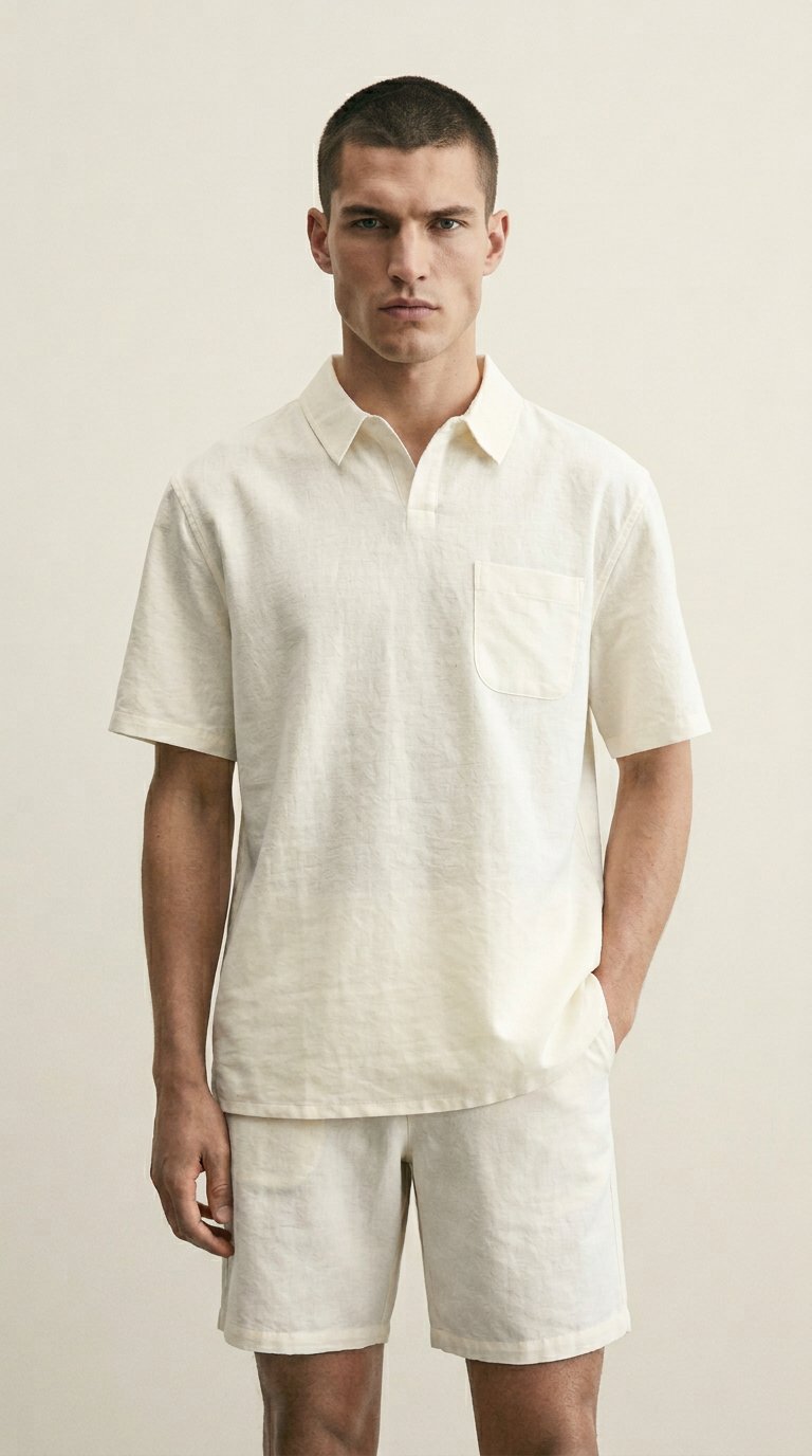 AI product shot of פולו REGULAR FIT קנבוס - כותנה