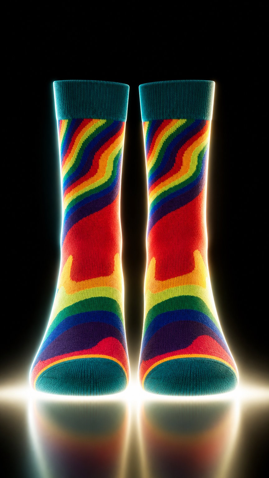 AI product shot of Dynamocks Orange & Aqua Designer Cotton Crew Socks – Radiance