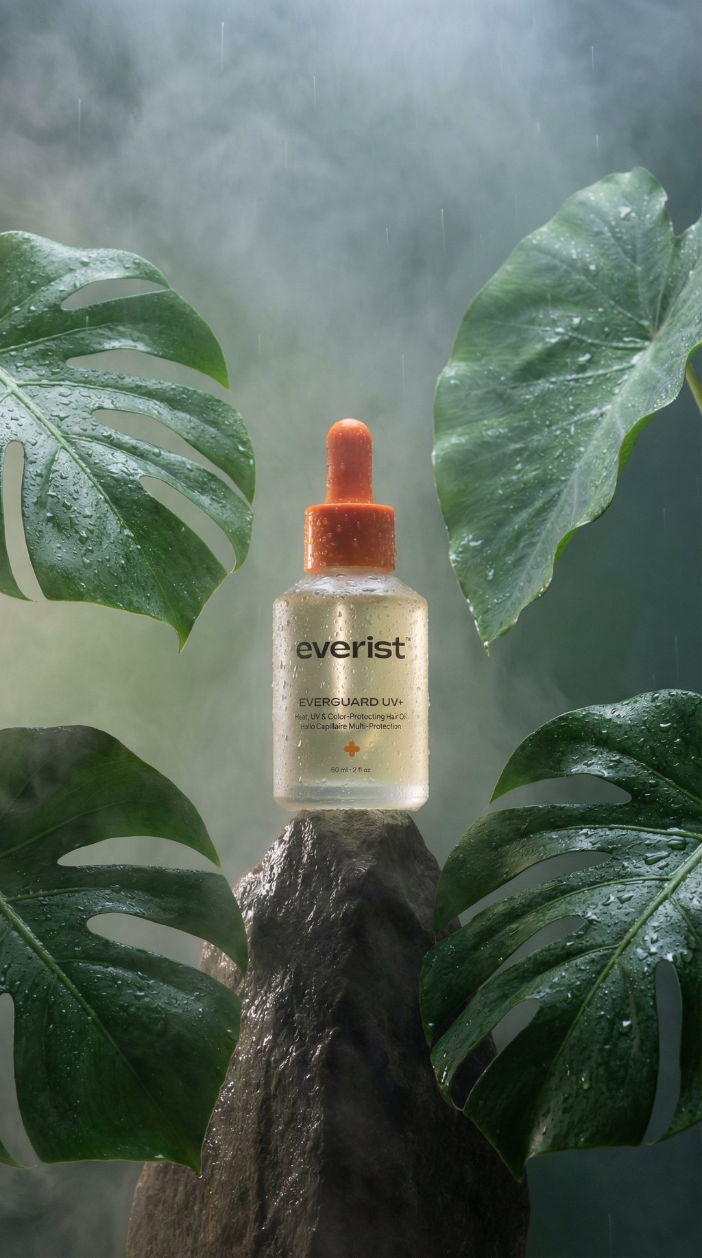 AI product shot of EverGuard™ UV+ Glossing Hair Oil