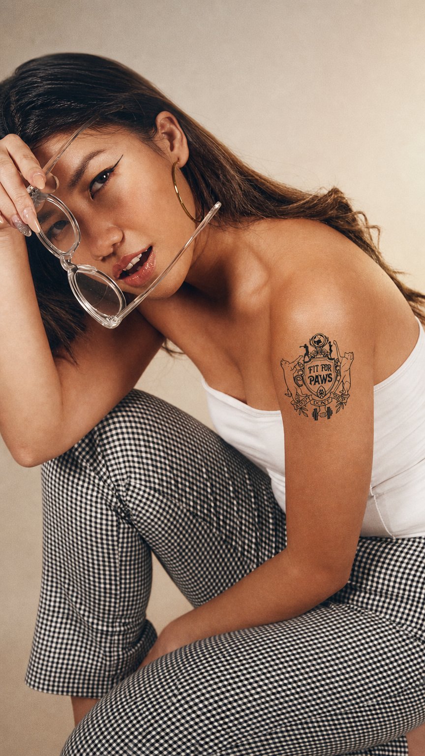 AI product shot of SPCA “Fit for Paws” Instant Temporary Tattoo