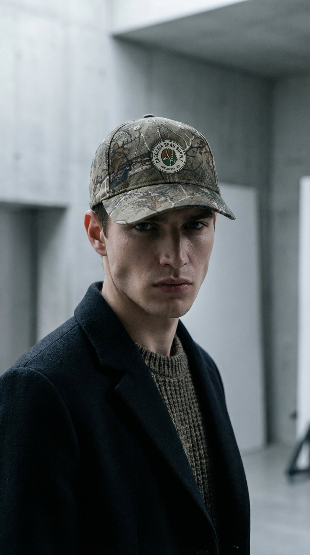 AI product shot of The Timberline Camo Cap