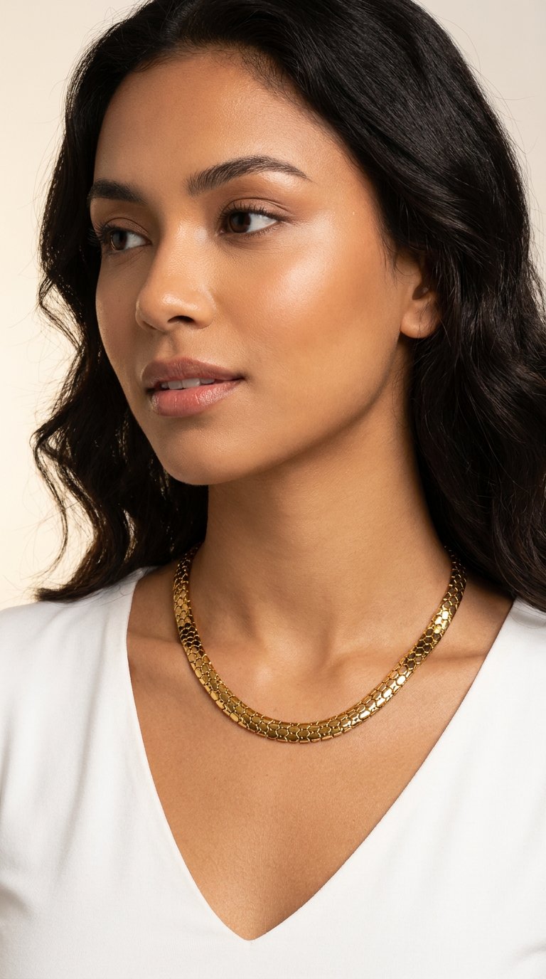 AI product shot of Real Gold Snake Chain Necklace (45 C.M) 0318 N1487