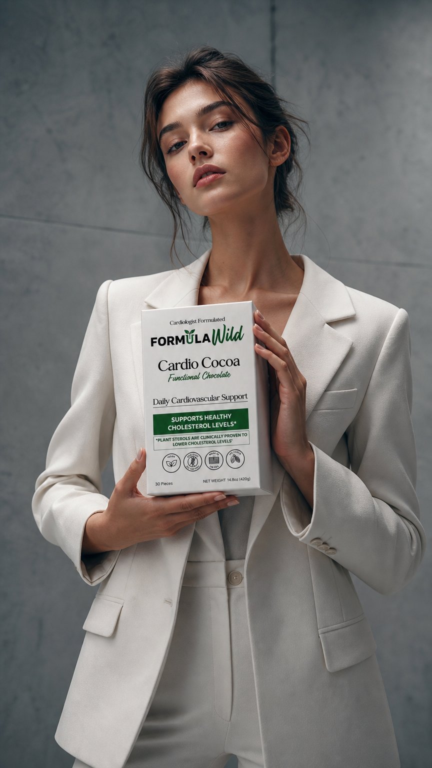 AI product shot of Cardio Cocoa Functional Chocolate
