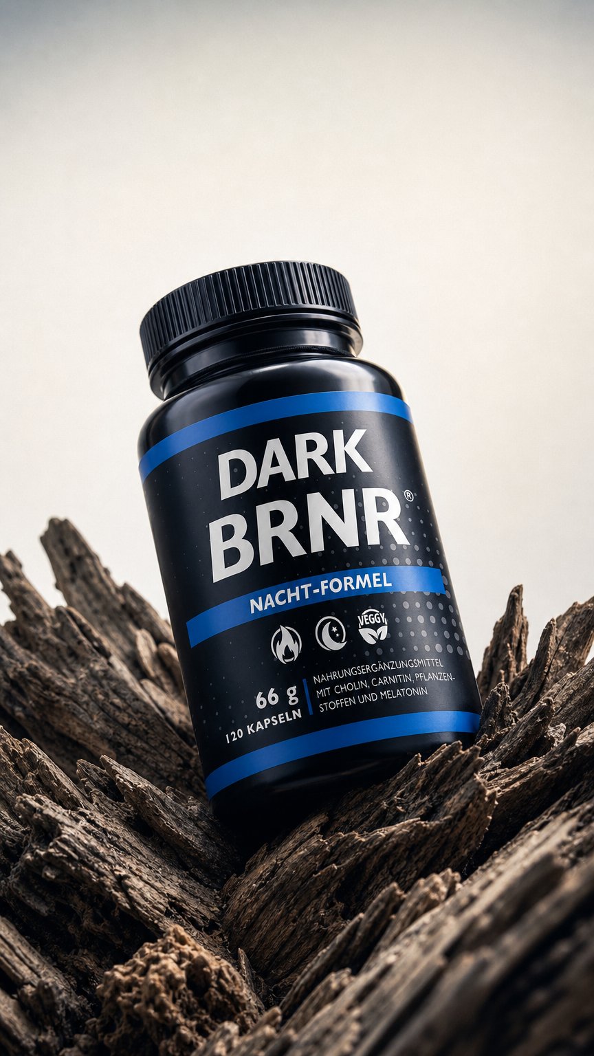AI product shot of DARK BRNR Nacht-Formel mit Melatonin, 120 Kapseln