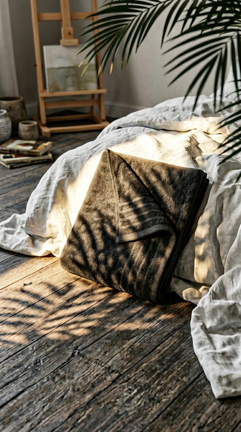 AI product shot of Bambusový ručník tmavě šedý