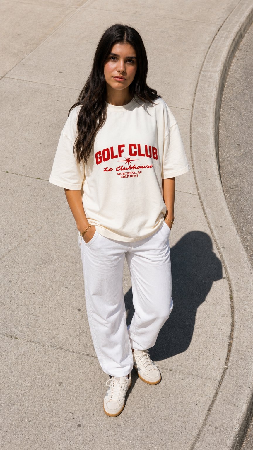 AI product shot of Red Golf Boxy T-Shirt