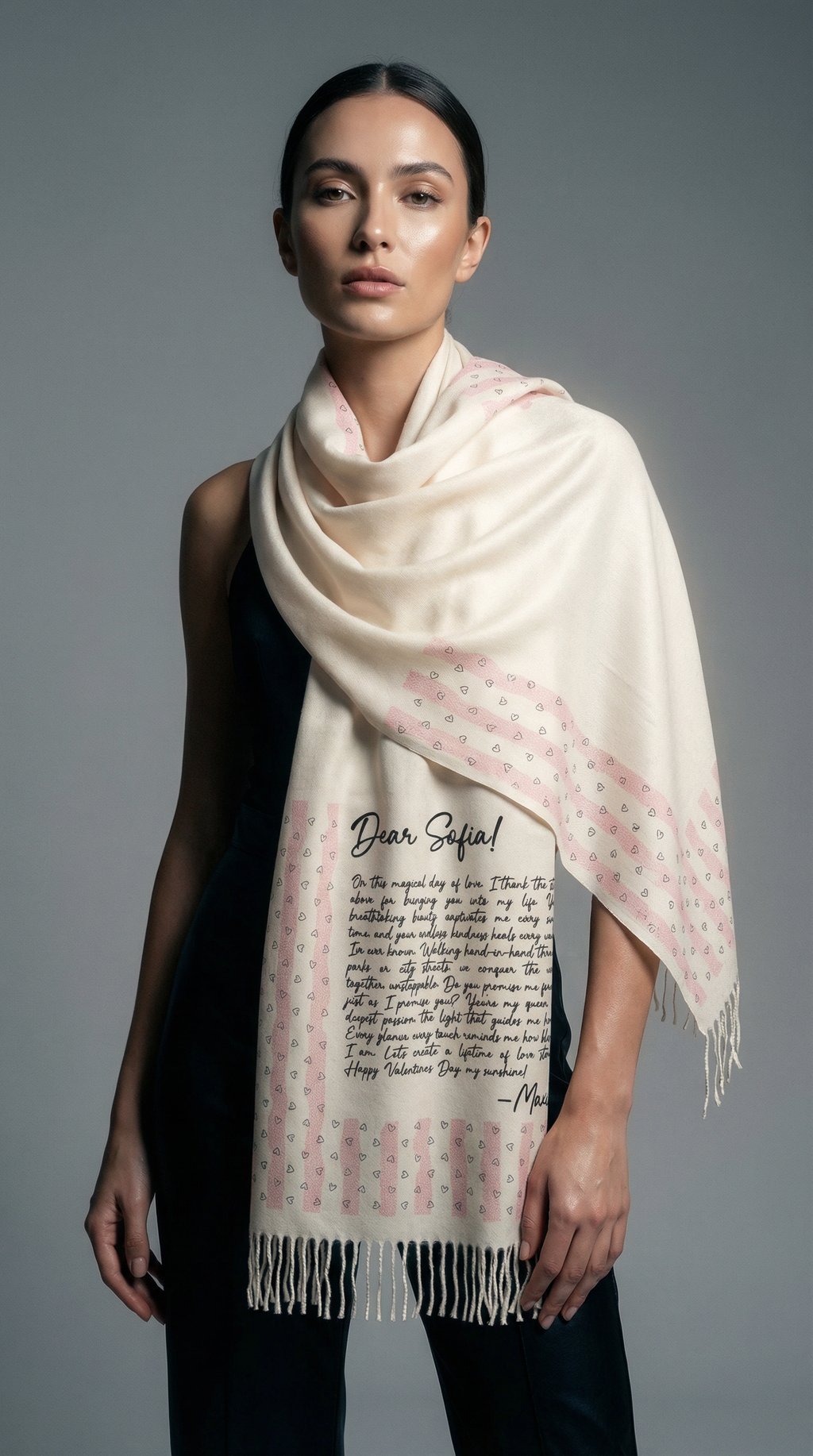 AI product shot of Dear You Scarf