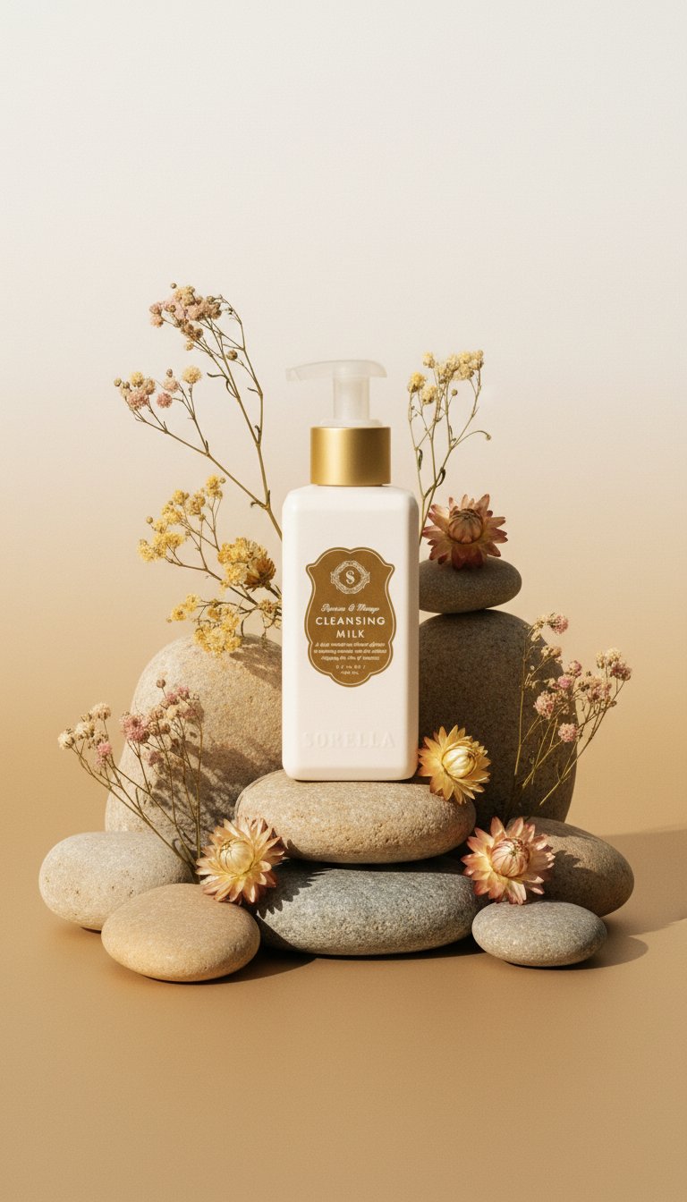 AI product shot of Apricot Mango Cleansing Milk - 5.7oz.