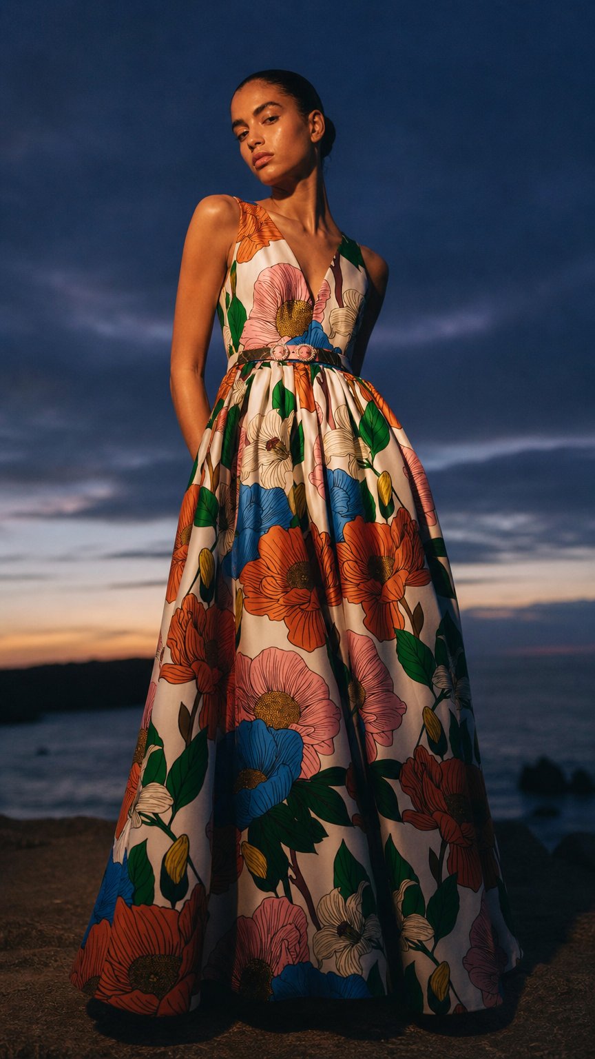AI product shot of Isabella Taffeta Maxi Dress - Salento