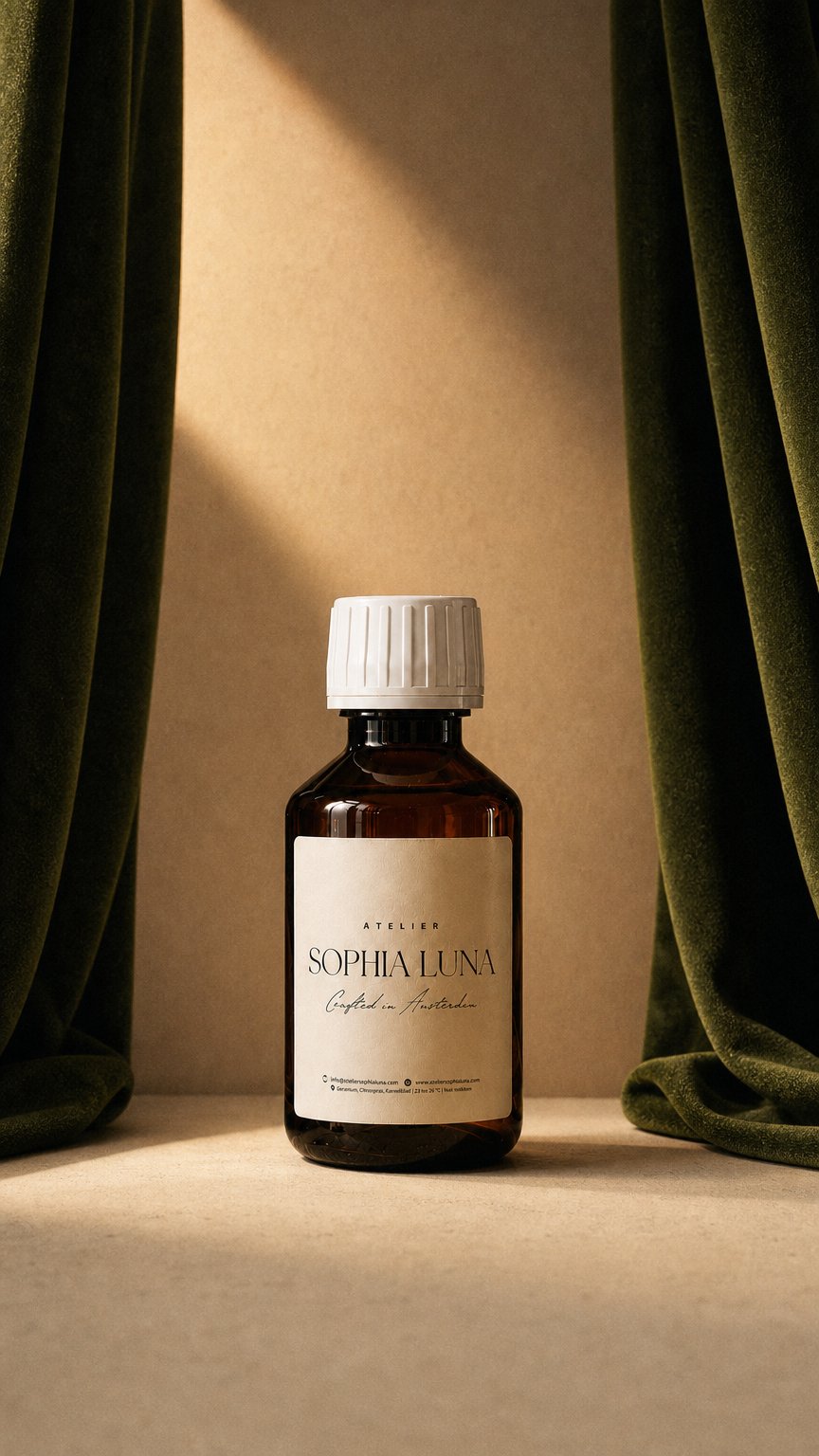 AI product shot of Amber Lumiere Geurolie
