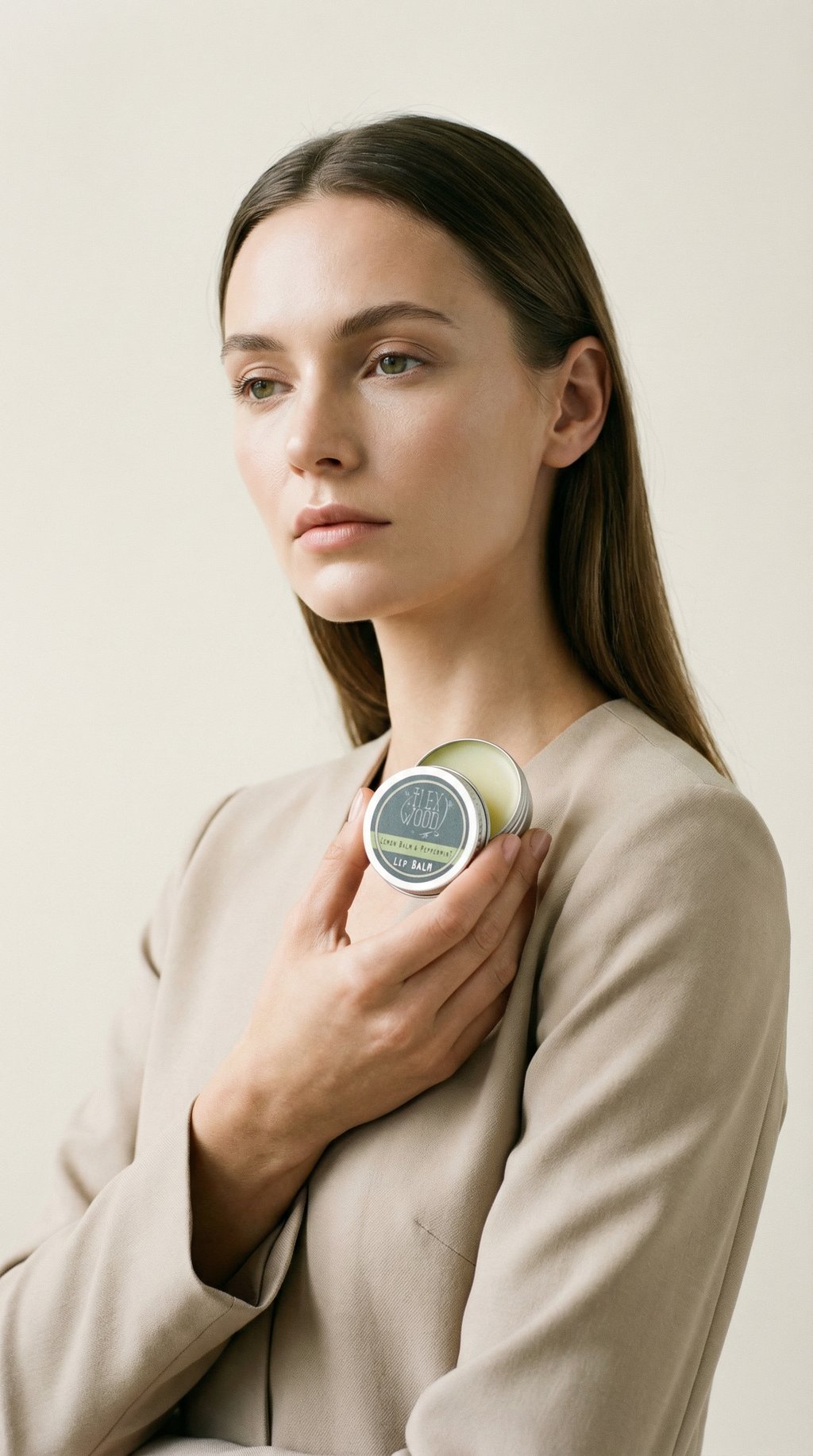 AI product shot of Vegan Lemon Balm and Peppermint Lip Balm Set of 3 (3 x 10ml)