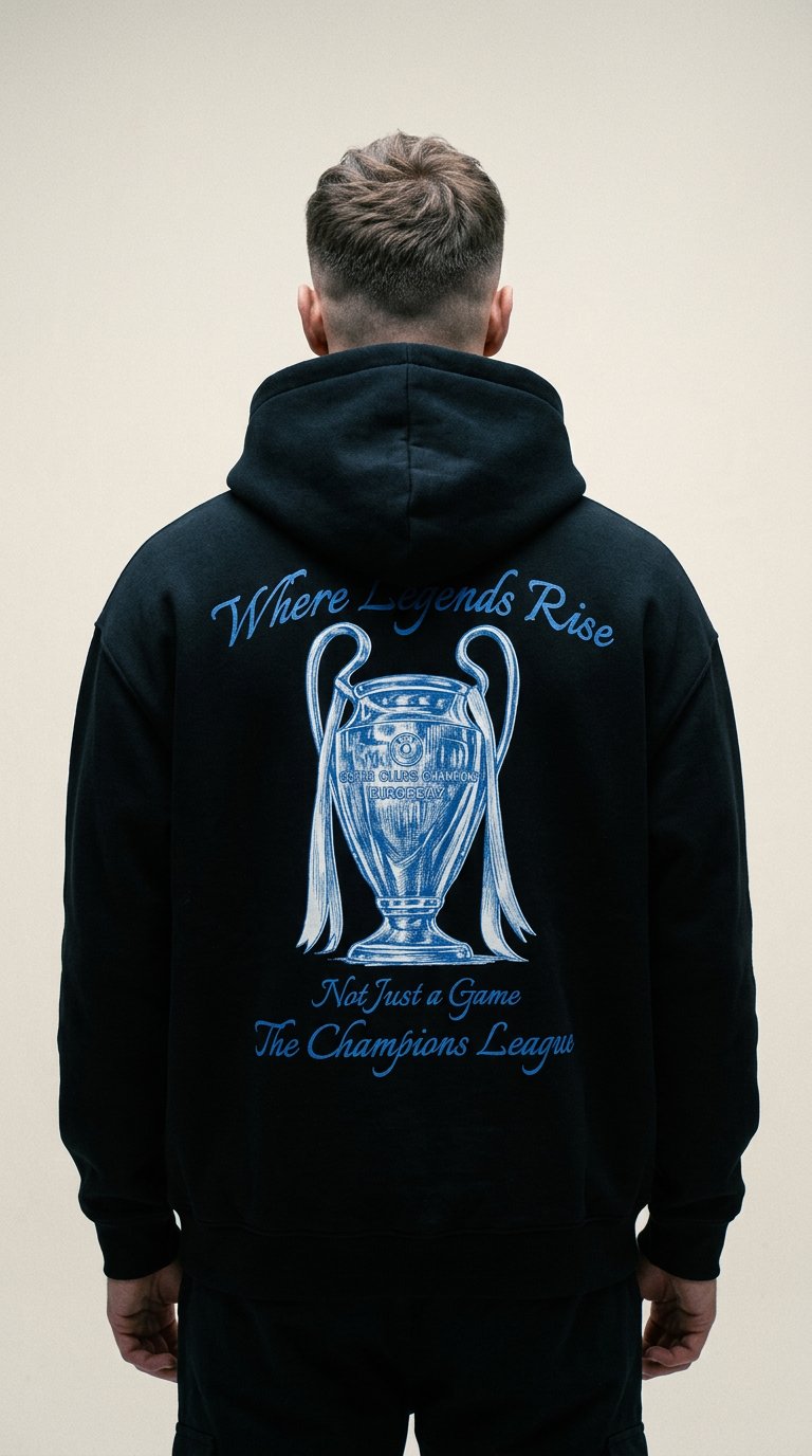 AI product shot of Champions league Oversize Fleeced Hoodie