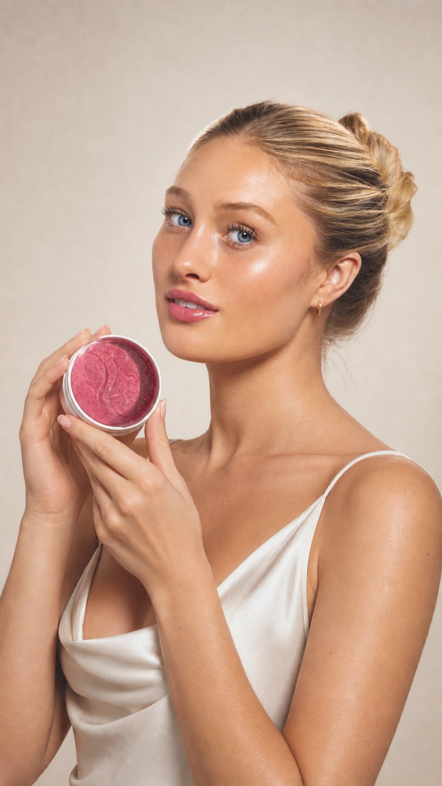 AI product shot of Rosé Hydrating Under Eye Masks